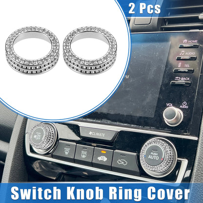 Car AC Switch Knob Ring Covers for Honda Civic (2016-2021) Silver Tone