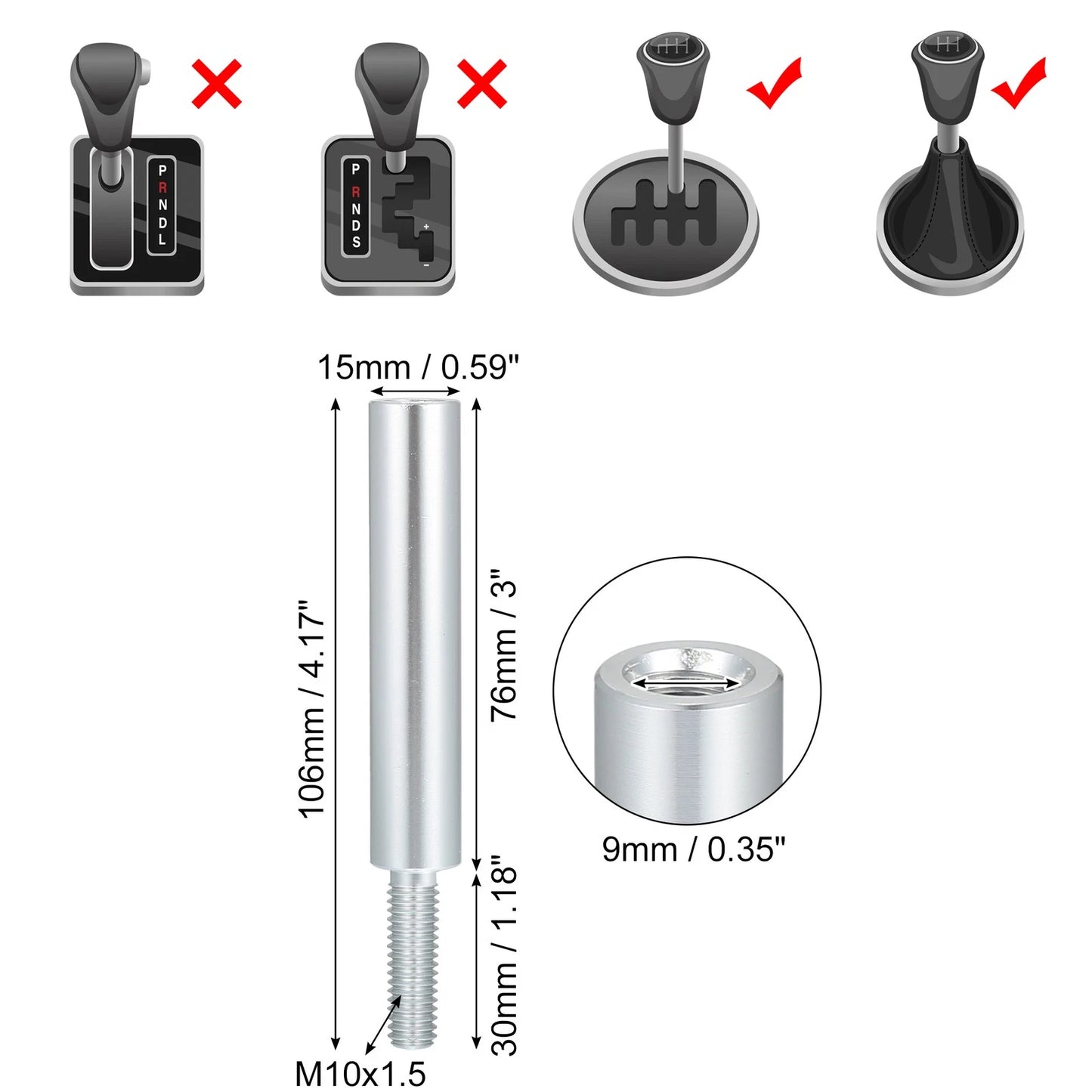 Shift Knob 3" Aluminum Alloy Gear Shifter for Honda Accord