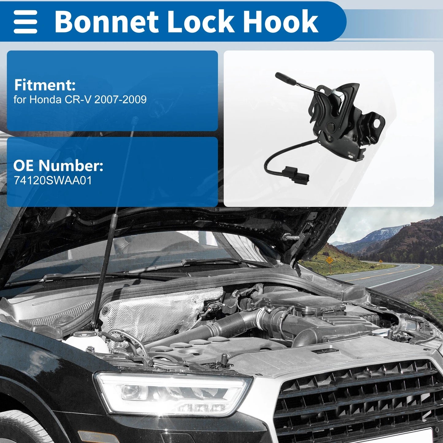 Hood Latch Assembly for Honda CR-V (2007-2009) - 1 x Quality Replacement