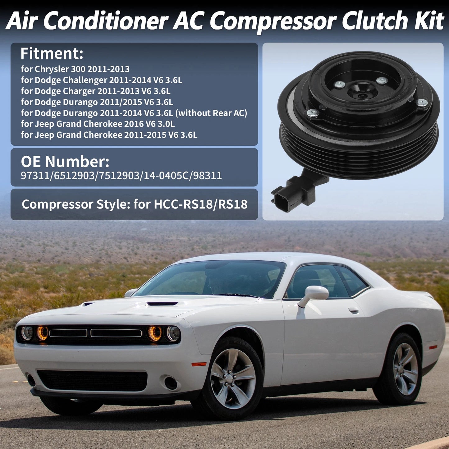 4x AC Compressor Clutch Kit for Chrysler 300 & Dodge Challenger, Durango, Jeep