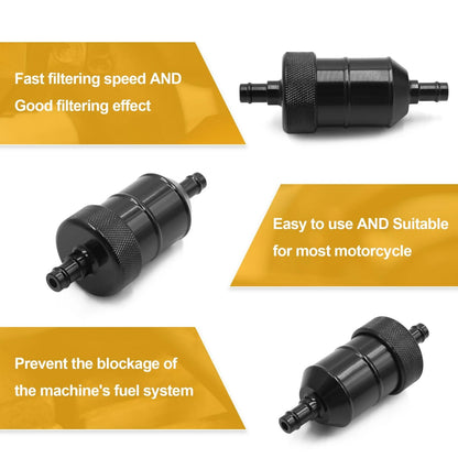 Hose 8mm Dia Aluminum Alloy Fuel Filter Cleaner Black for Motorcycle