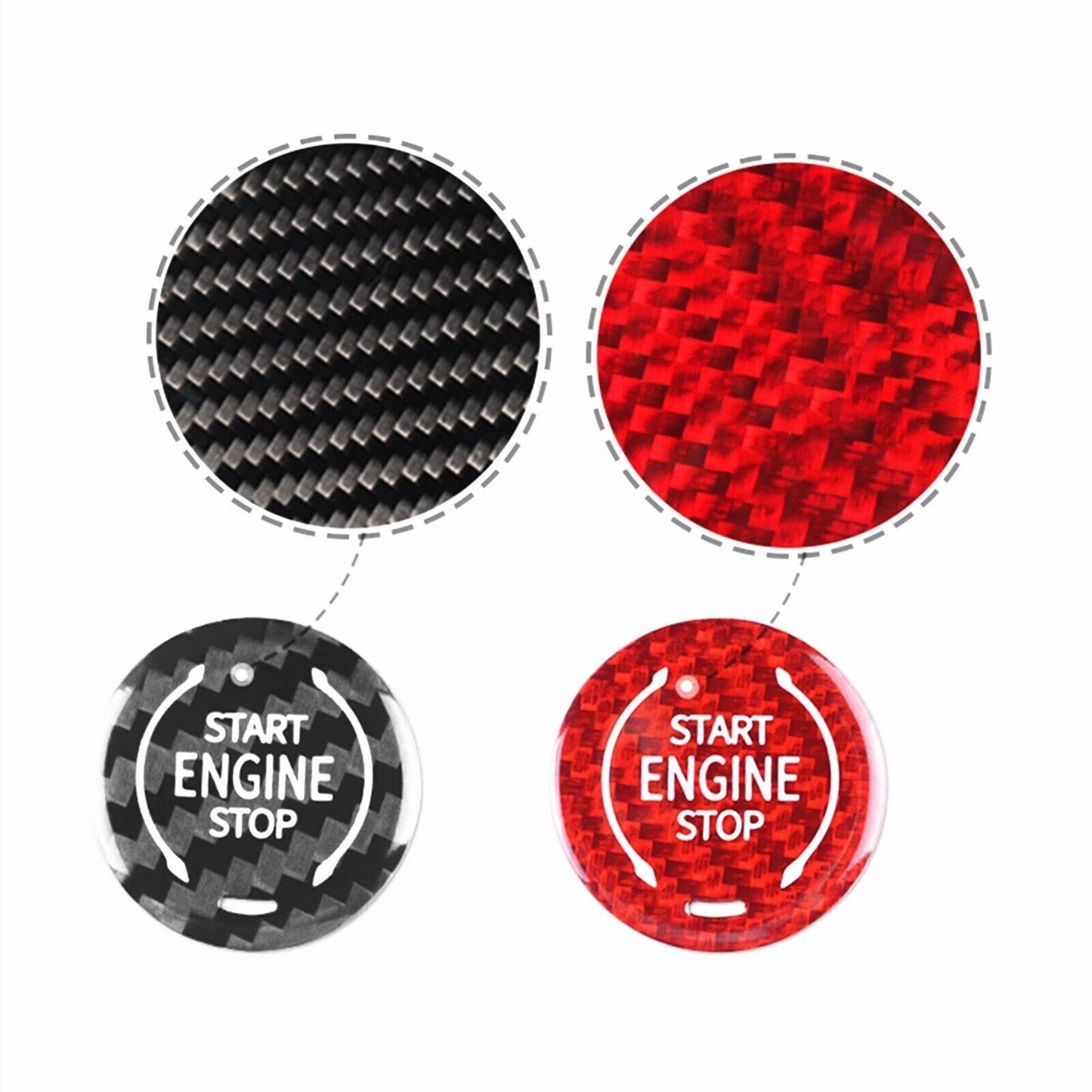 Engine Button Cover Trim for Cadillac XT4 XT6 CT5 (2018-2019) Red Carbon Fiber