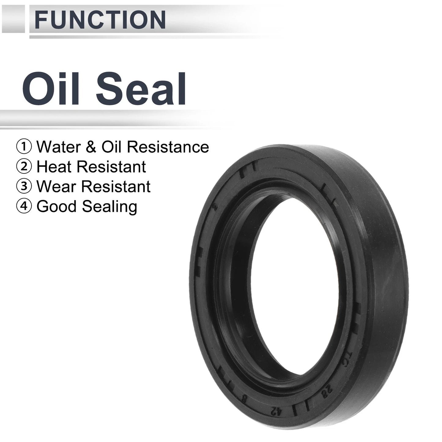 Oil Seal 28x42x8mm Nitrile Rubber Rotary Shaft Seal Black 5 Pcs