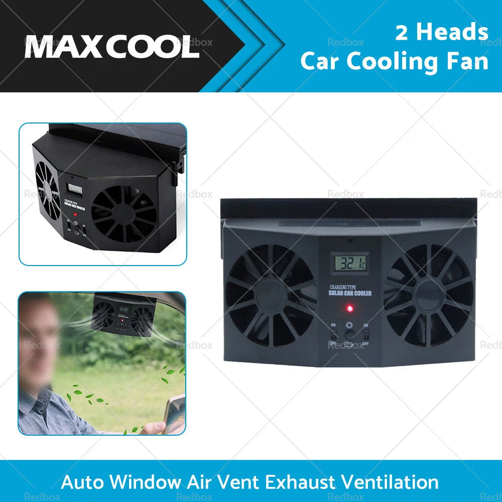 Solar Powered Car Cooling Fan for Auto Window Air Vent Exhaust Ventilation