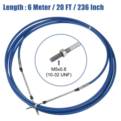 Throttle Control Cable 2 x 20ft 6 Meter 236inch Marine 33C for Outboard Engine