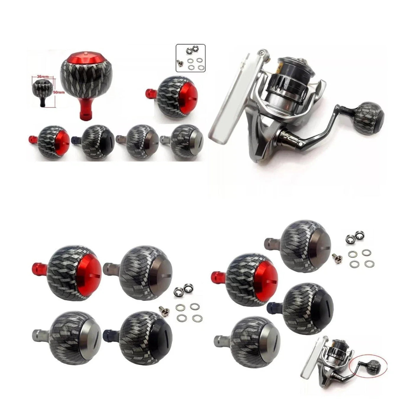Boat Fishing Aluminum Crank Knob Ergonomic Grip for All Models