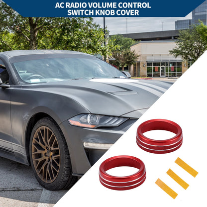 Radio Audio Tune Switch Knob Covers for Ford Mustang (2015-2021) 2 x Red