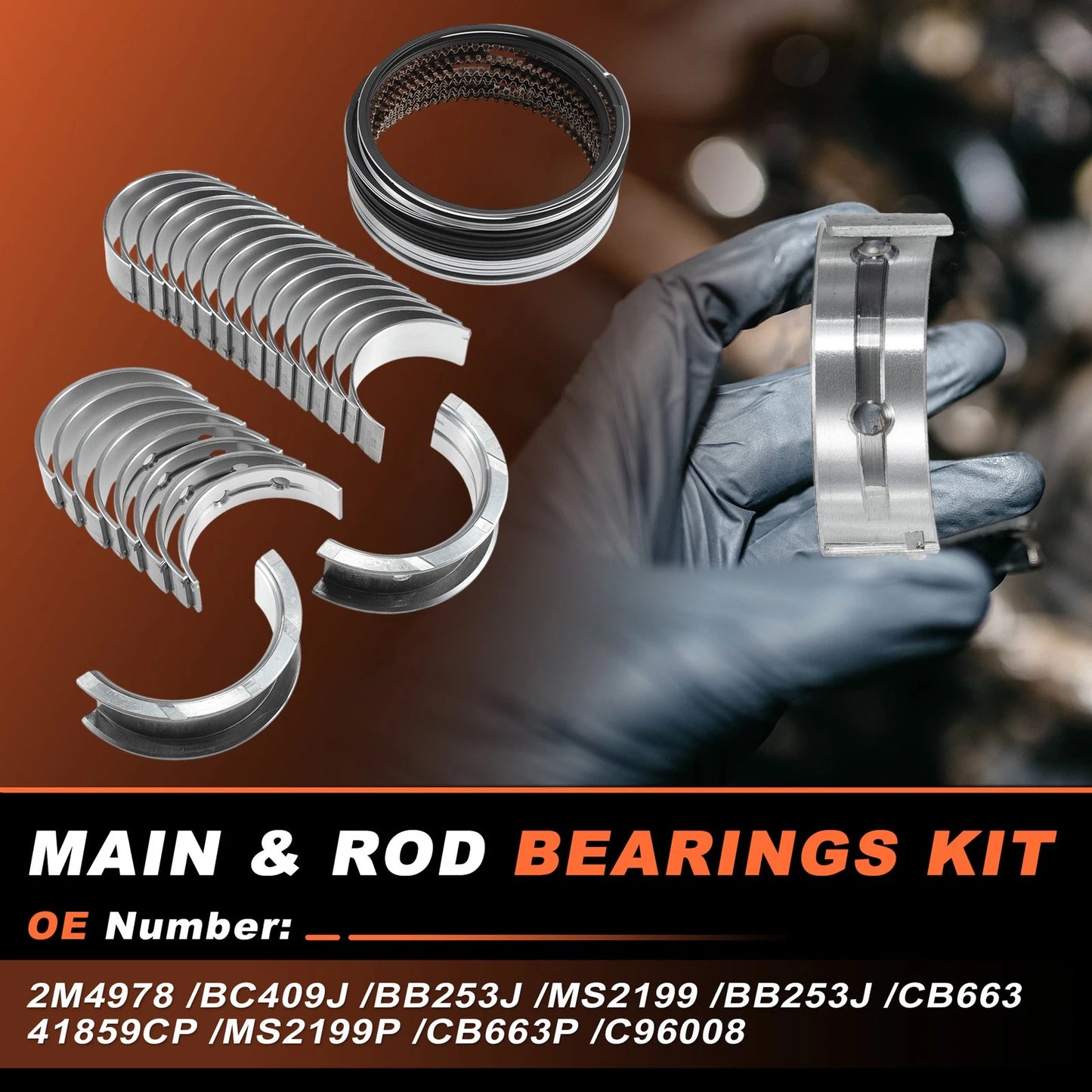 Main and Rod Bearing with Piston Rings 4.8L-5.3L for GMC/Chevy LS Gen III