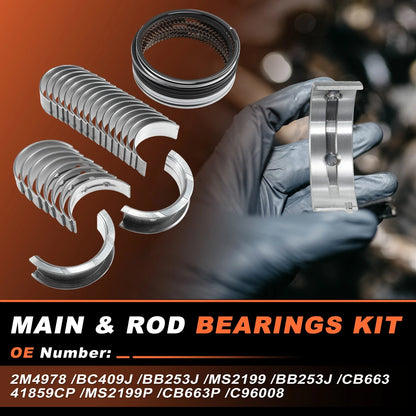 Main and Rod Bearing with Piston Rings 4.8L-5.3L for GMC/Chevy LS Gen III