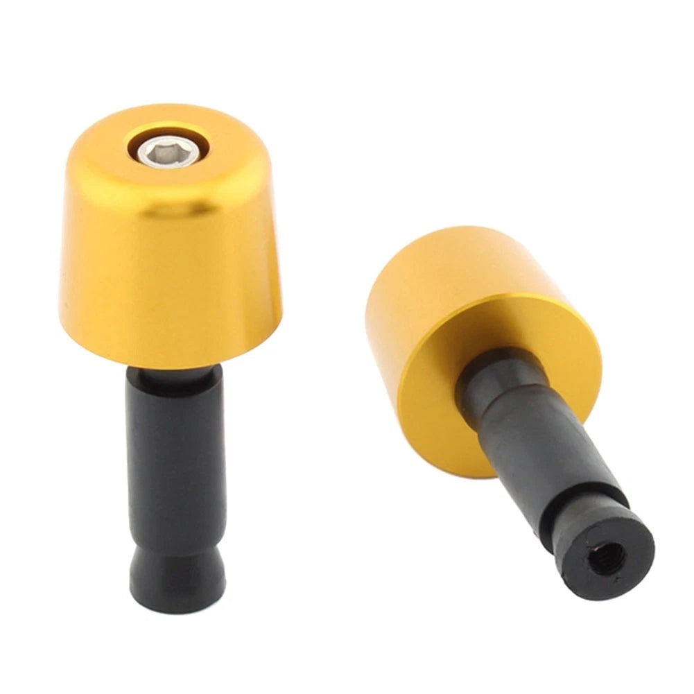 Gold 1in Handlebar Hand Grips & End Caps for Universal Motorcycle
