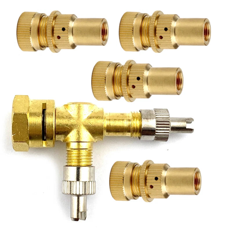 3 x TPMS Valve Tee Adapter Pure Copper Yellow for Motorcycles & Cars