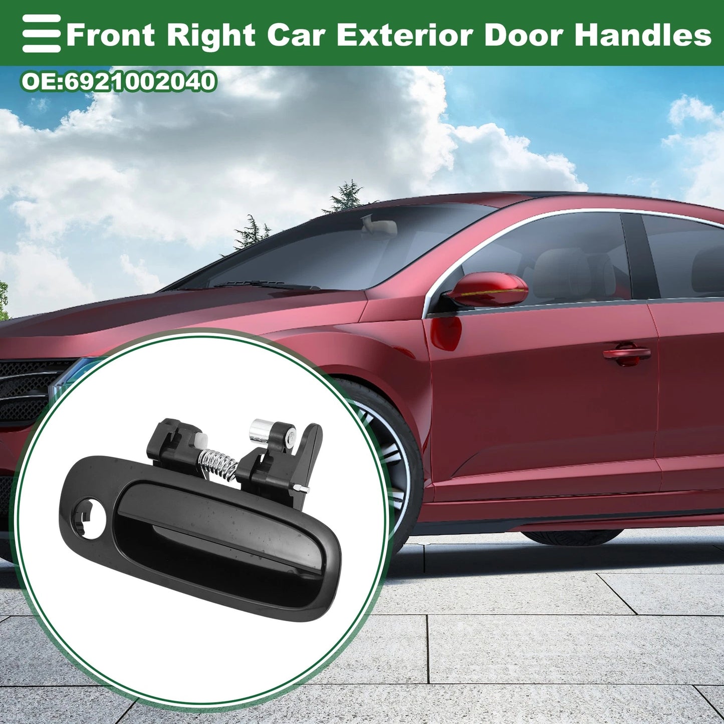 Front Right Door Handle for Toyota Corolla (2014-2019) - Black Exterior Handle