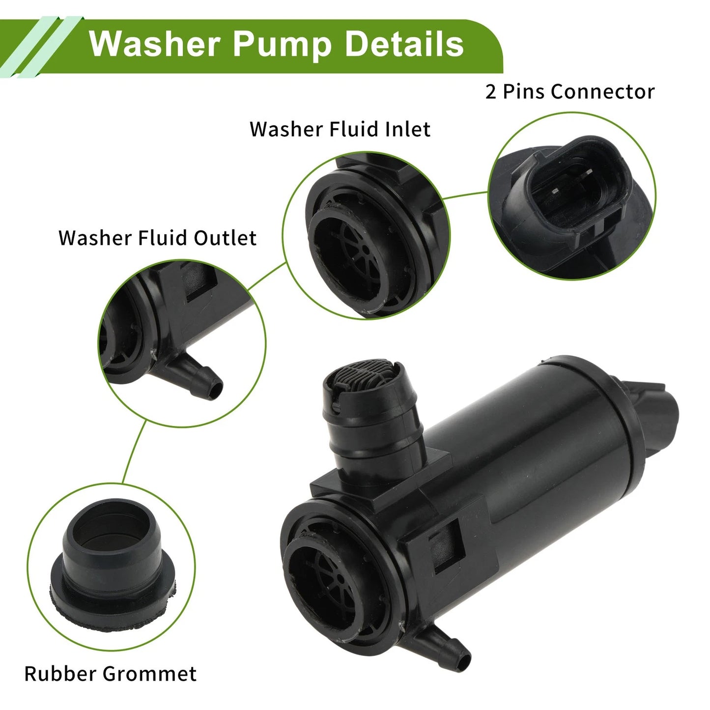 Washer Pump with Rubber Ring for ACURA INTEGRA