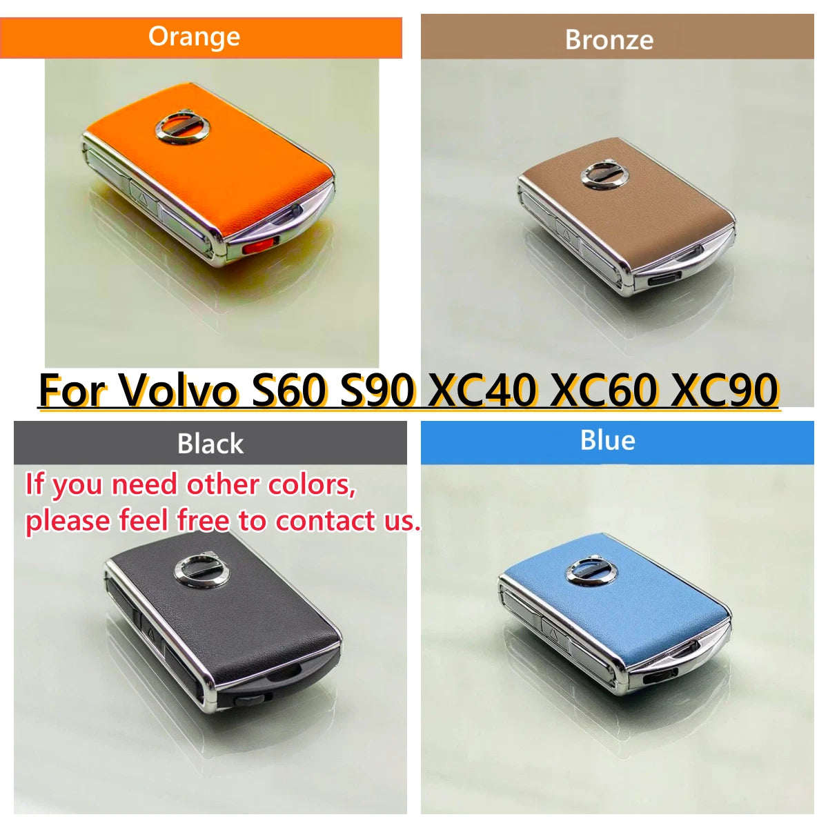 Black Leather Key Remote Case Fob Shell Cover / 1 pc for Volvo S60 XC60 XC90