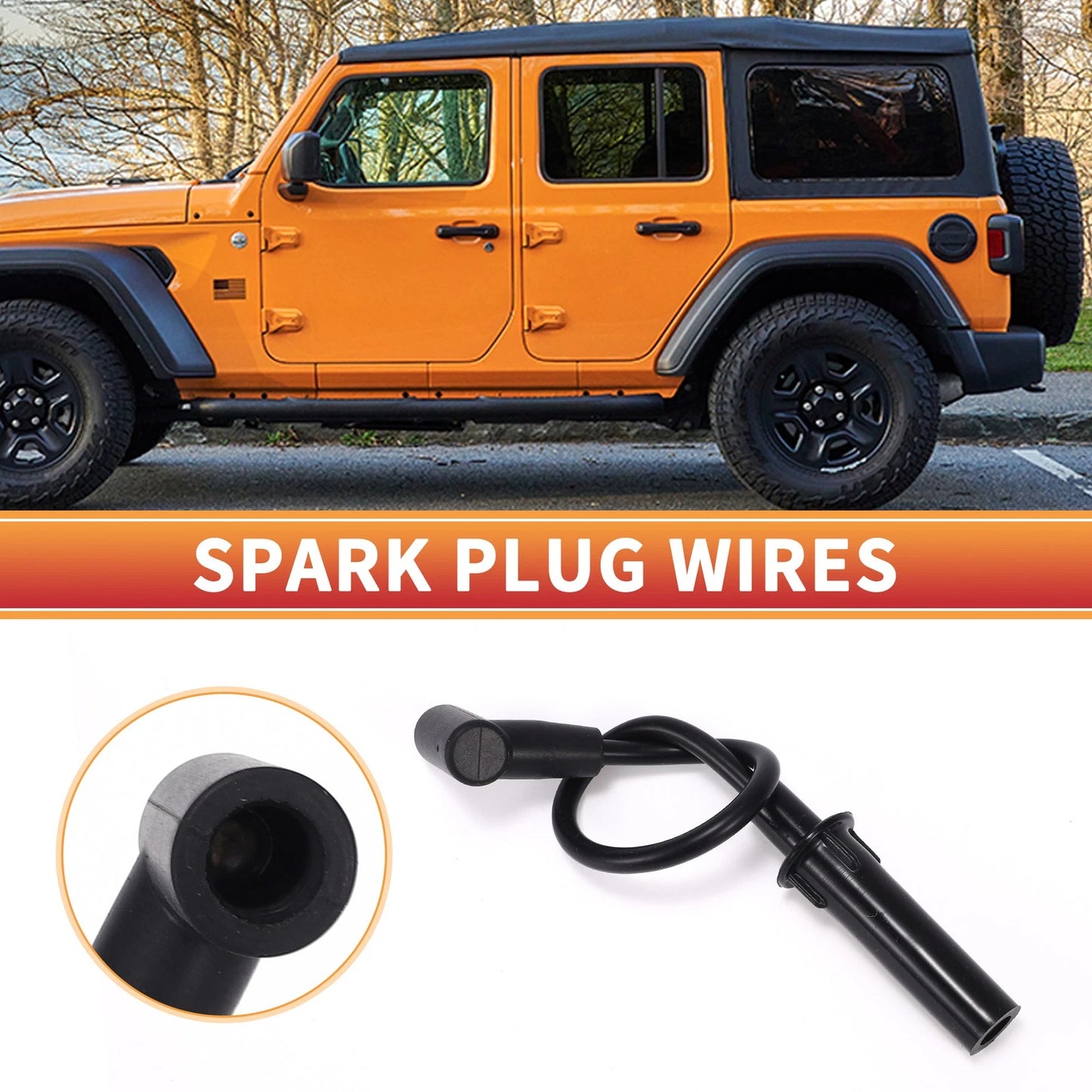 6 Pcs Spark Plug Wire Ignition Coil Cables for Jeep Wrangler (2018-2023)