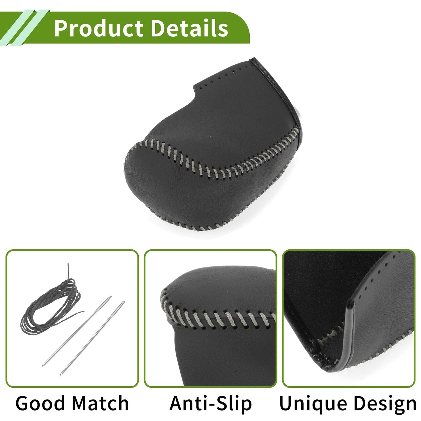 Gear Shift Knob Cover for Nissan Altima 2013-2018 Black Grey Faux Leather