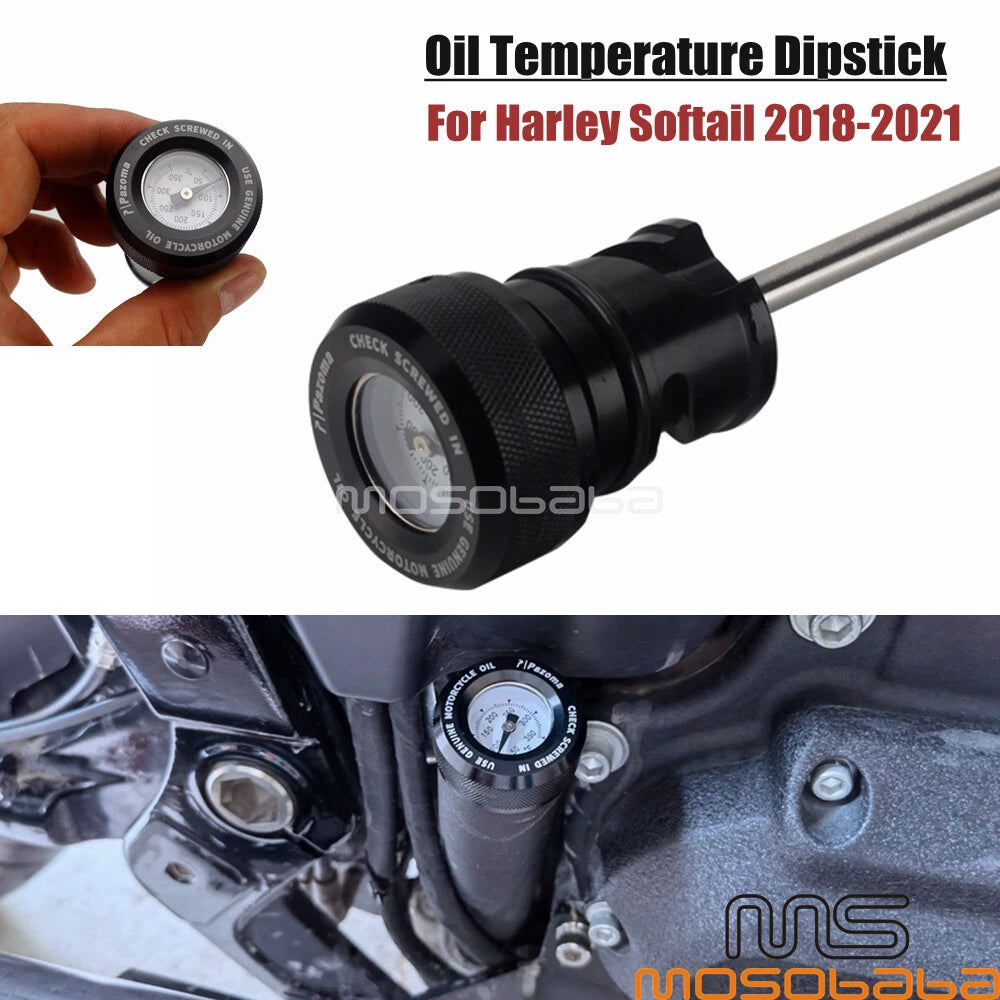 Oil Temperature Dipstick 50-350°F for Harley Softail Slim, Sport Glide (18-21)