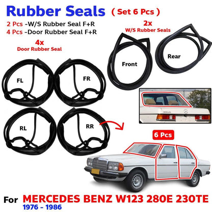 Windshield Door Rubber Seal Set 6 Fits Mercedes Benz W123 200 280E 230TE 1976-86