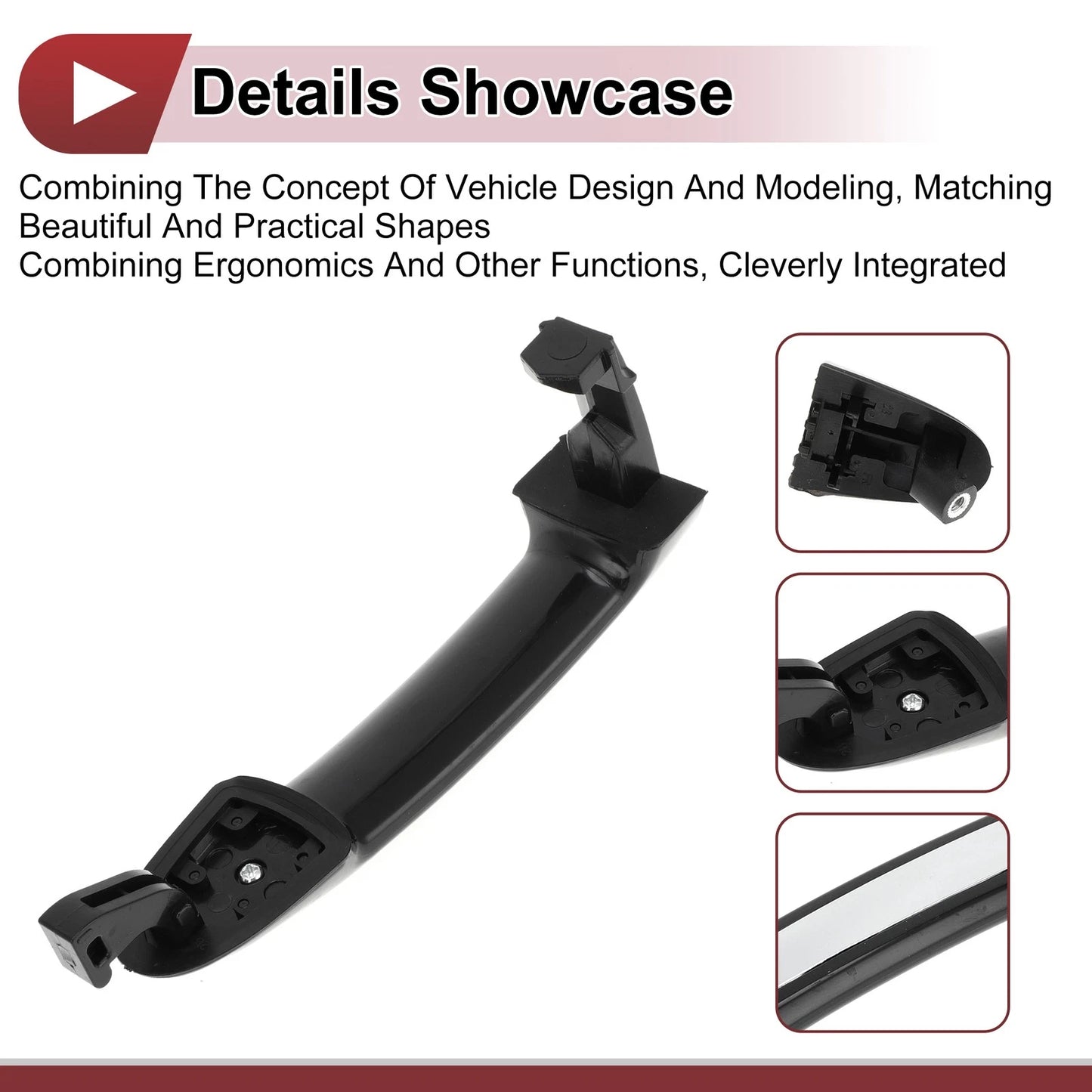 Car Door Handle Grip for Hyundai Front Right Black Silver Tone (2015-2020)