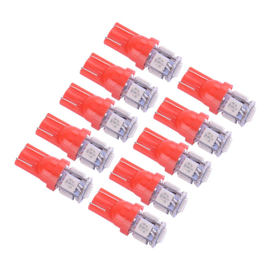 10Pcs T10 194 Red 5050 5SMD LED Light Bulbs for Instrument Panel & License