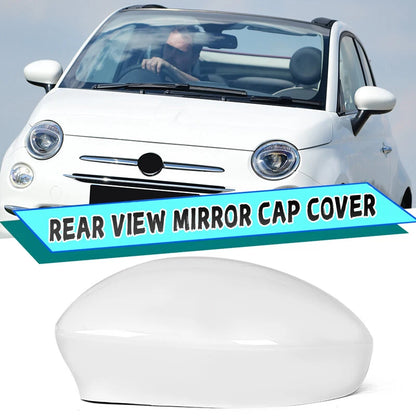 Clip-on White Left Side Wing Mirror Cover for Fiat 500 (2007-2022)
