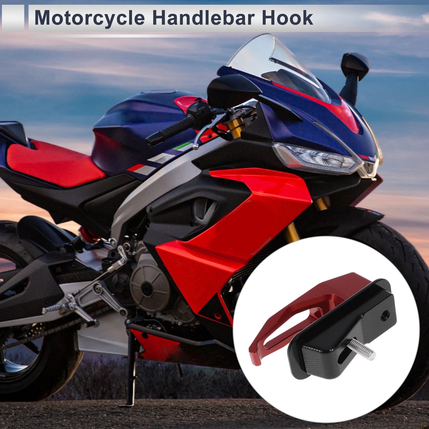 Square Aluminum Alloy Motorcycle Hanging Hook 1 Set Red 78mm