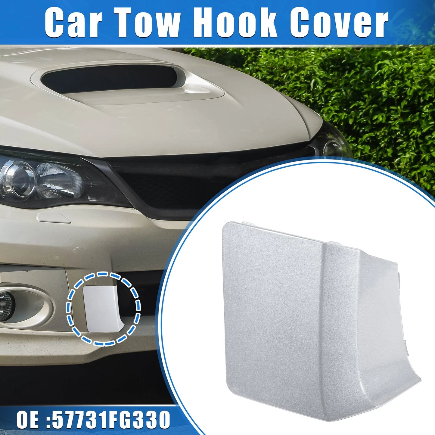 Front Bumper Tow Eye Hook Cover for Subaru Impreza (2010-2014) Silver