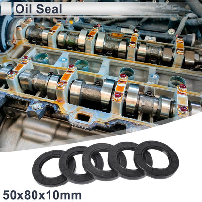 Oil Seal 50x80x10mm NBR Rubber Black 5 Pcs