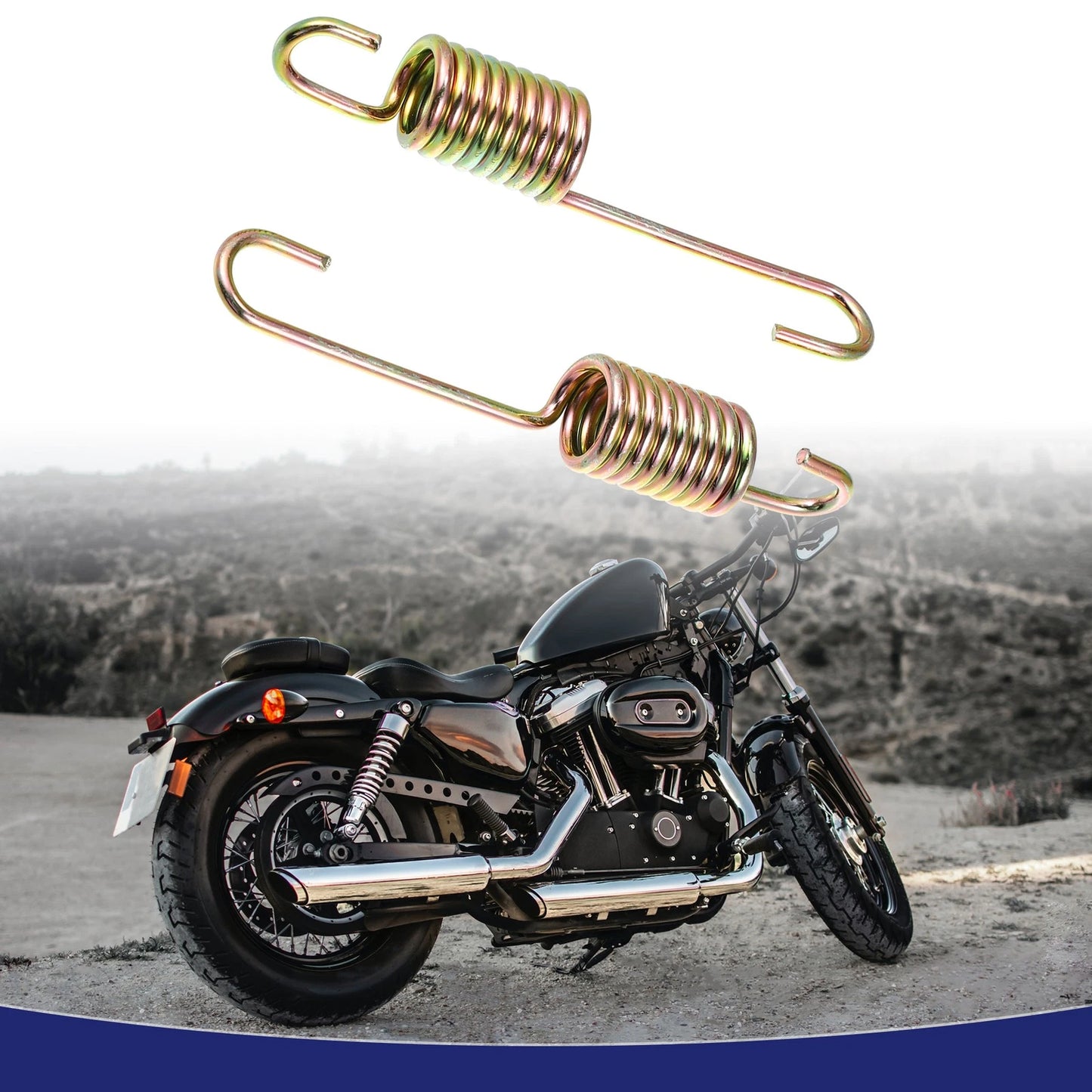 2 x 8cm Gold Tone Plated Steel Motorcycle Brake Pedal Return Spring for Suzuki