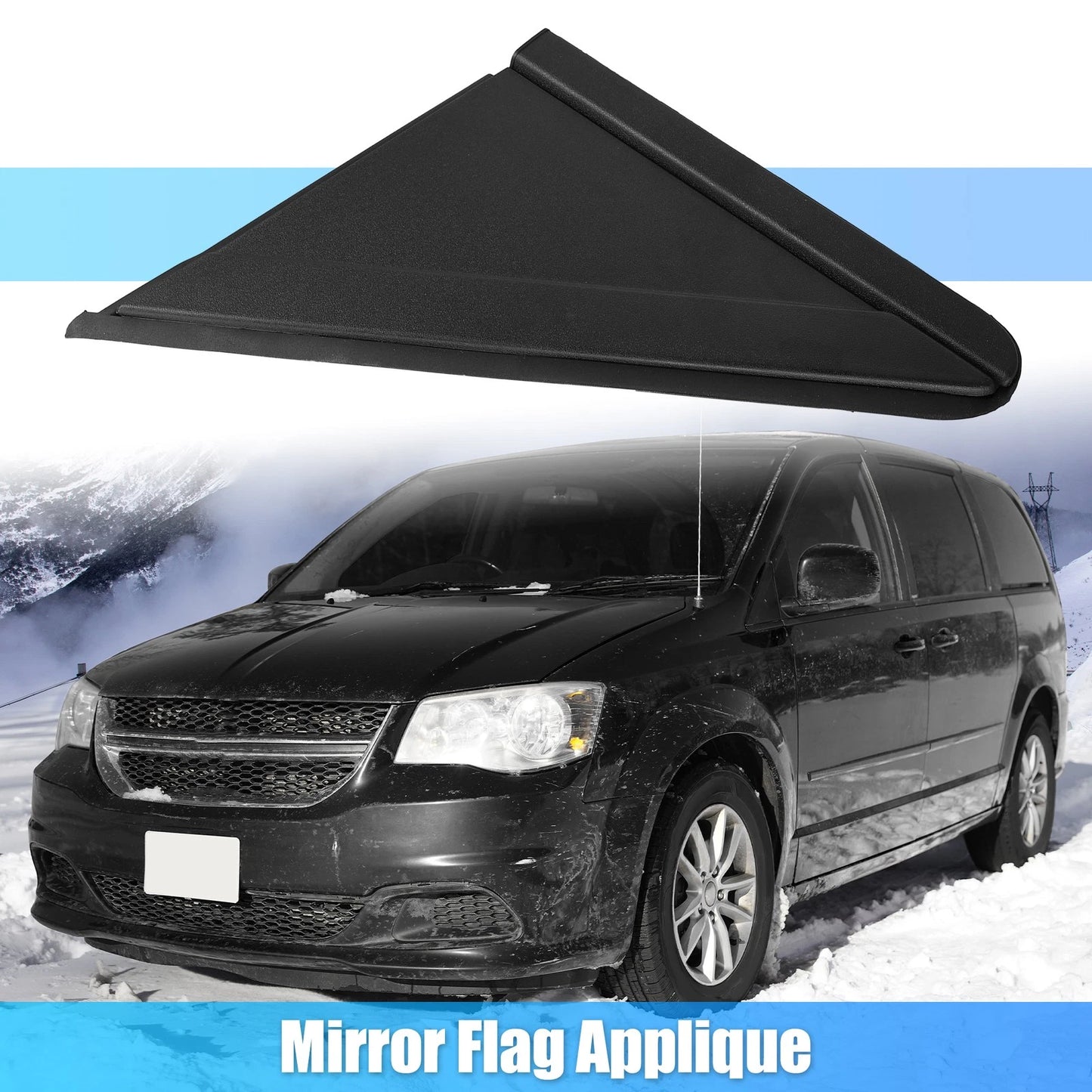 1 x Mirror Flag Applique Left for Dodge Grand Caravan Plastic Black