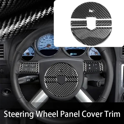 Carbon Fiber Steering Wheel Panel Cover Trim 4 x Pcs for Dodge Challenger (2008-2010)