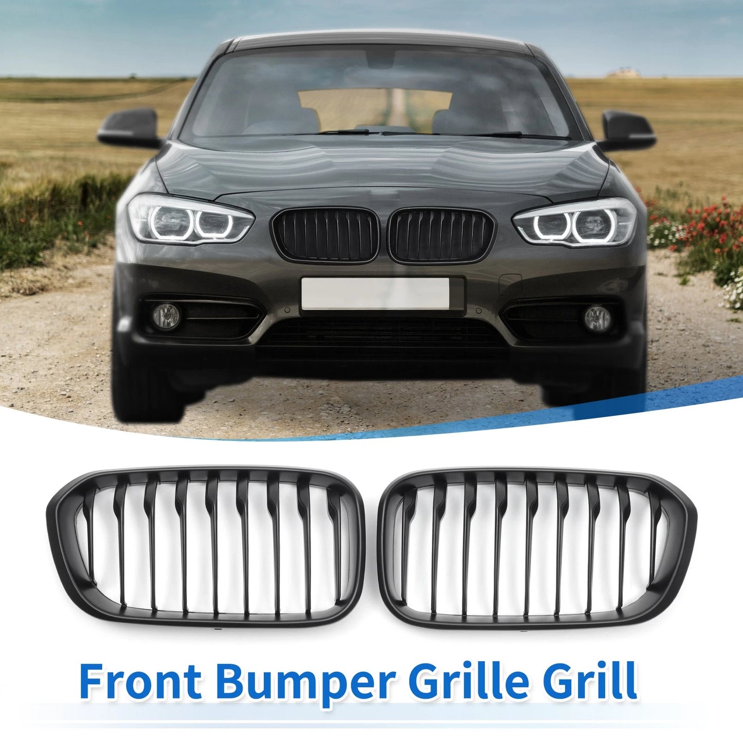 Front Upper Bumper Grille for BMW 1 Series F20 (2015-2018) Matte Black