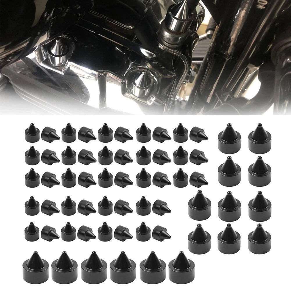 62X Engine Bolt Black Cap Kit for Harley Touring Road King Softail Trike (18-24)