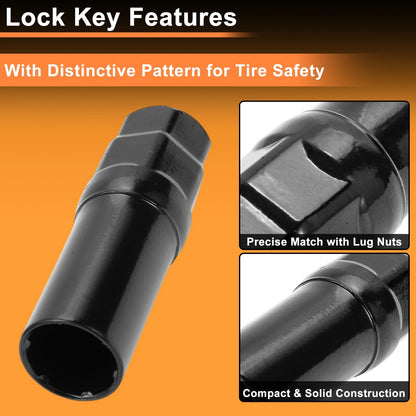 M12x1.5 Tire Wheel Locking Nut Set with 1 Socket Key for Honda & Toyota