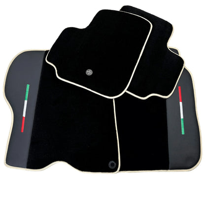 Black Floor Mats for Ferrari GTC4 Lusso with Leather & Beige Trim