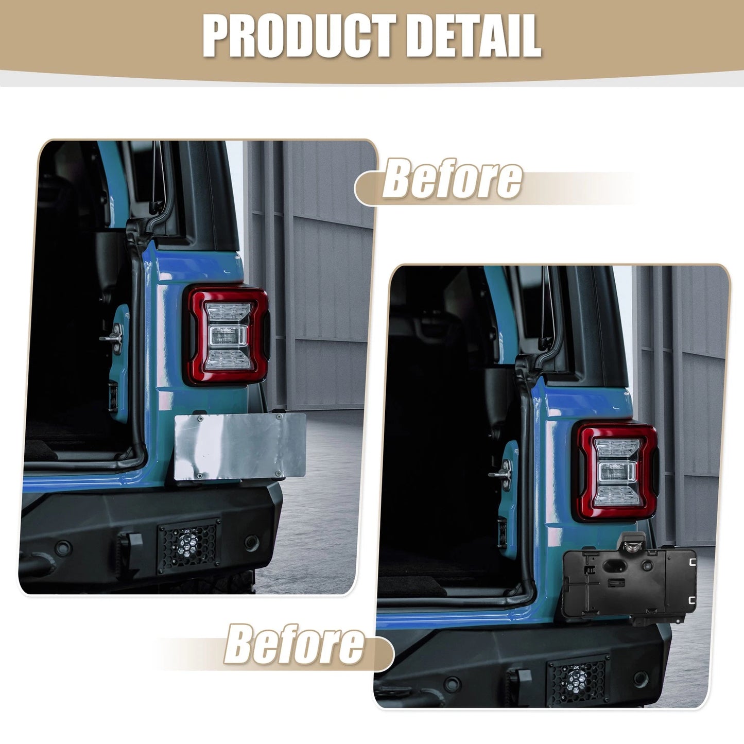 License Plate Holder with Lamp for Jeep Wrangler (2007-2018)