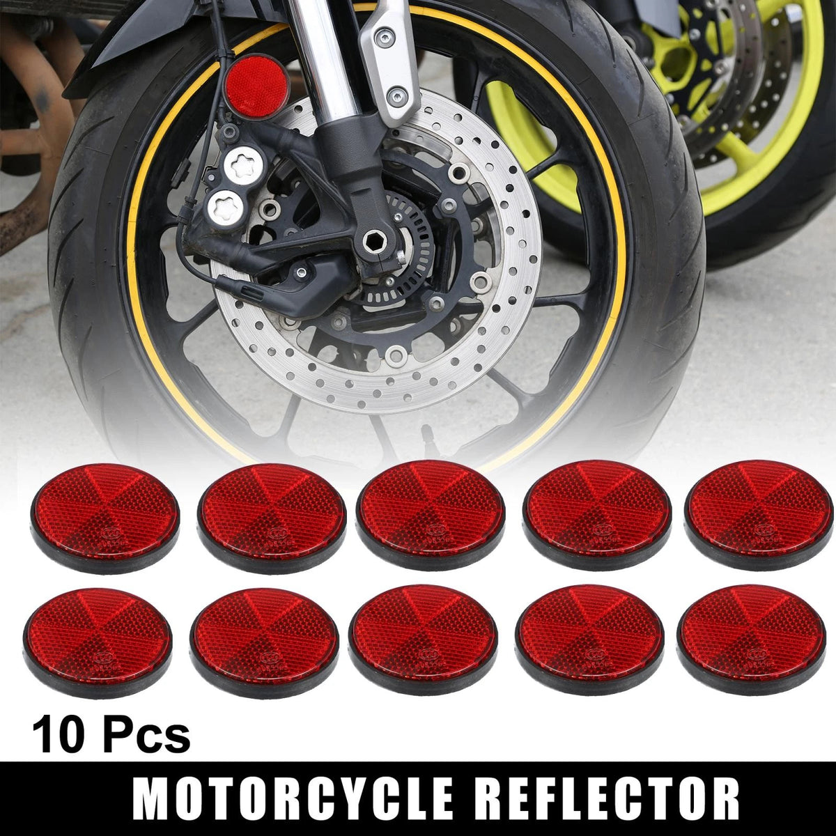 10 x M6x1.0 Red Universal Screw Mount Round Warning Reflector for Motorcycle