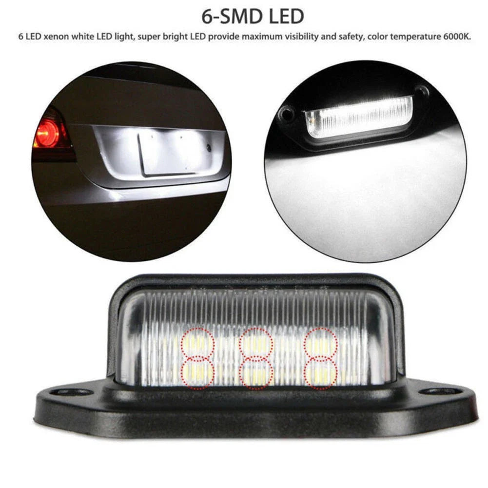 6-LED 12V License Plate Light Step Lamp for Car/Boat/Truck - IP65 Set Kit