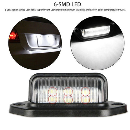 6-LED 12V License Plate Light Step Lamp for Car/Boat/Truck - IP65 Set Kit