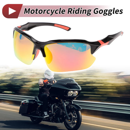 Goggles / 1 pair Red Lens Orange Black Frame Tri-acetel Cellulose PC for Motorcycle