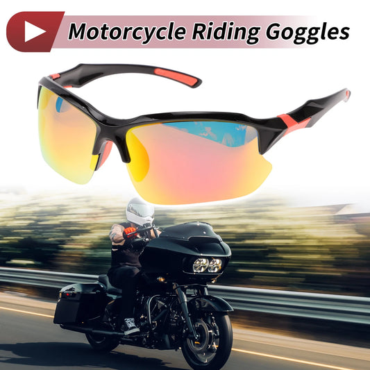 Goggles / 1 pair Red Lens Orange Black Frame Tri-acetel Cellulose PC for Motorcycle