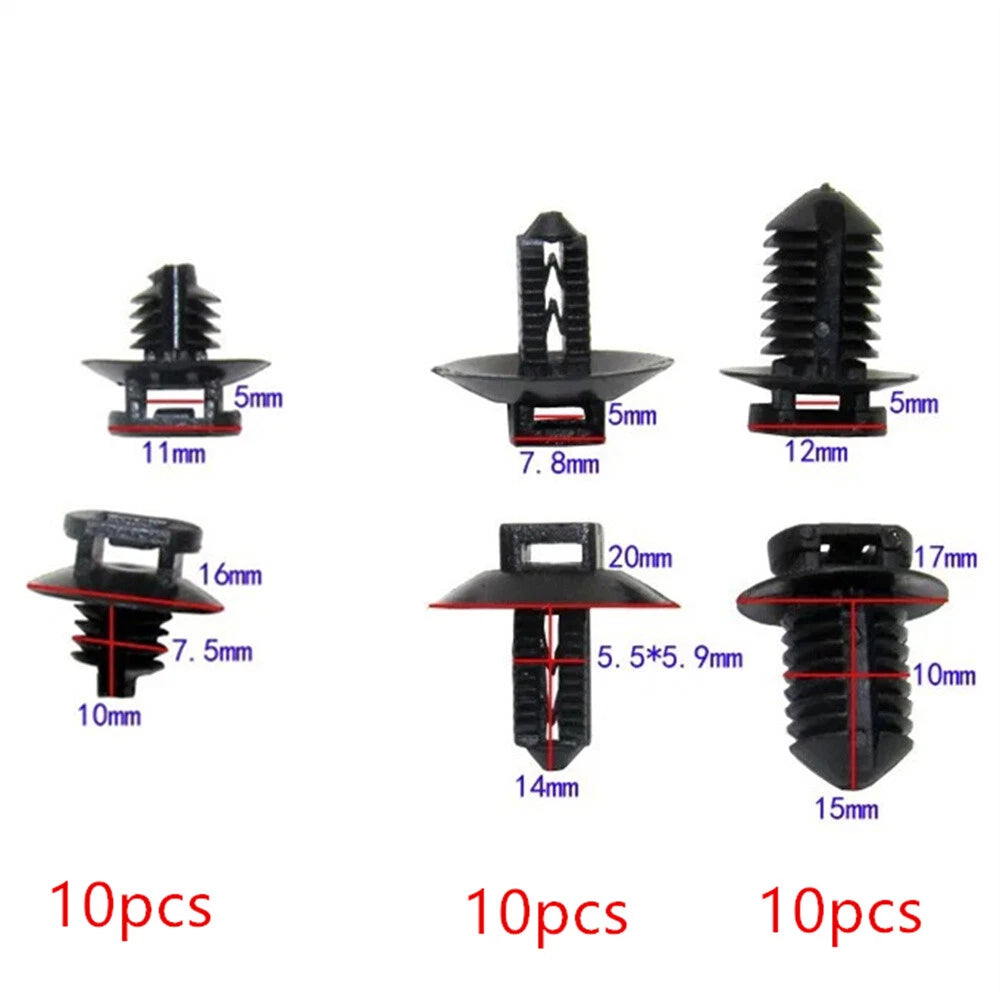30Pcs Barbed Cable Tie Fastener Clips for Body Harness Circuit Oil Water Pipe