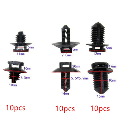 30Pcs Barbed Cable Tie Fastener Clips for Body Harness Circuit Oil Water Pipe