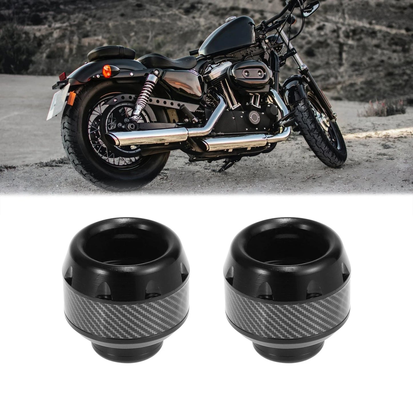 2 x Front Fork Frame Sliders for Motorcycle Black