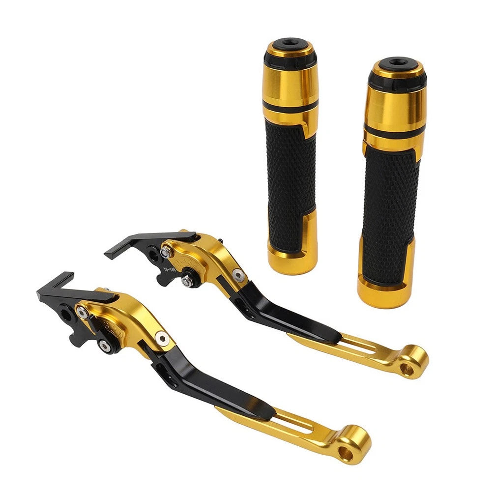 Gold Brake Clutch Levers & Handlebar Grips Set for BMW C650GT C600 SPORT (2011-2016)