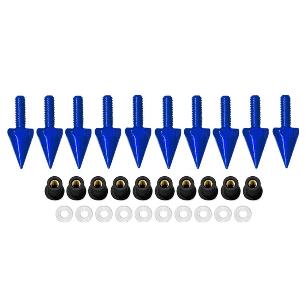 5MM Windshield Spike Bolts for Motorcycle - 10 Pcs Blue