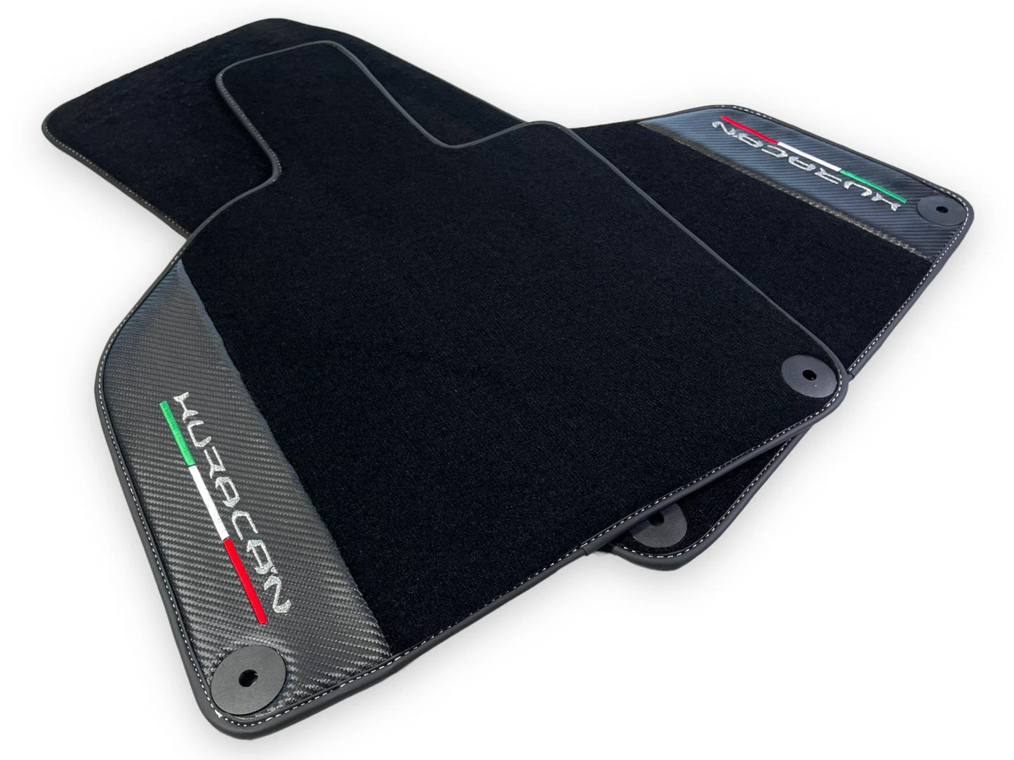Black Floor Mats for Lamborghini Huracan (2014-2023) - Carbon Fiber Leather
