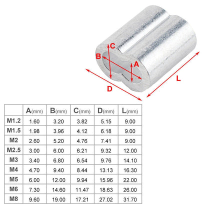 6 x Ferrule Crimping Loop Sleeves for Wire Rope Cable Line Assortment
