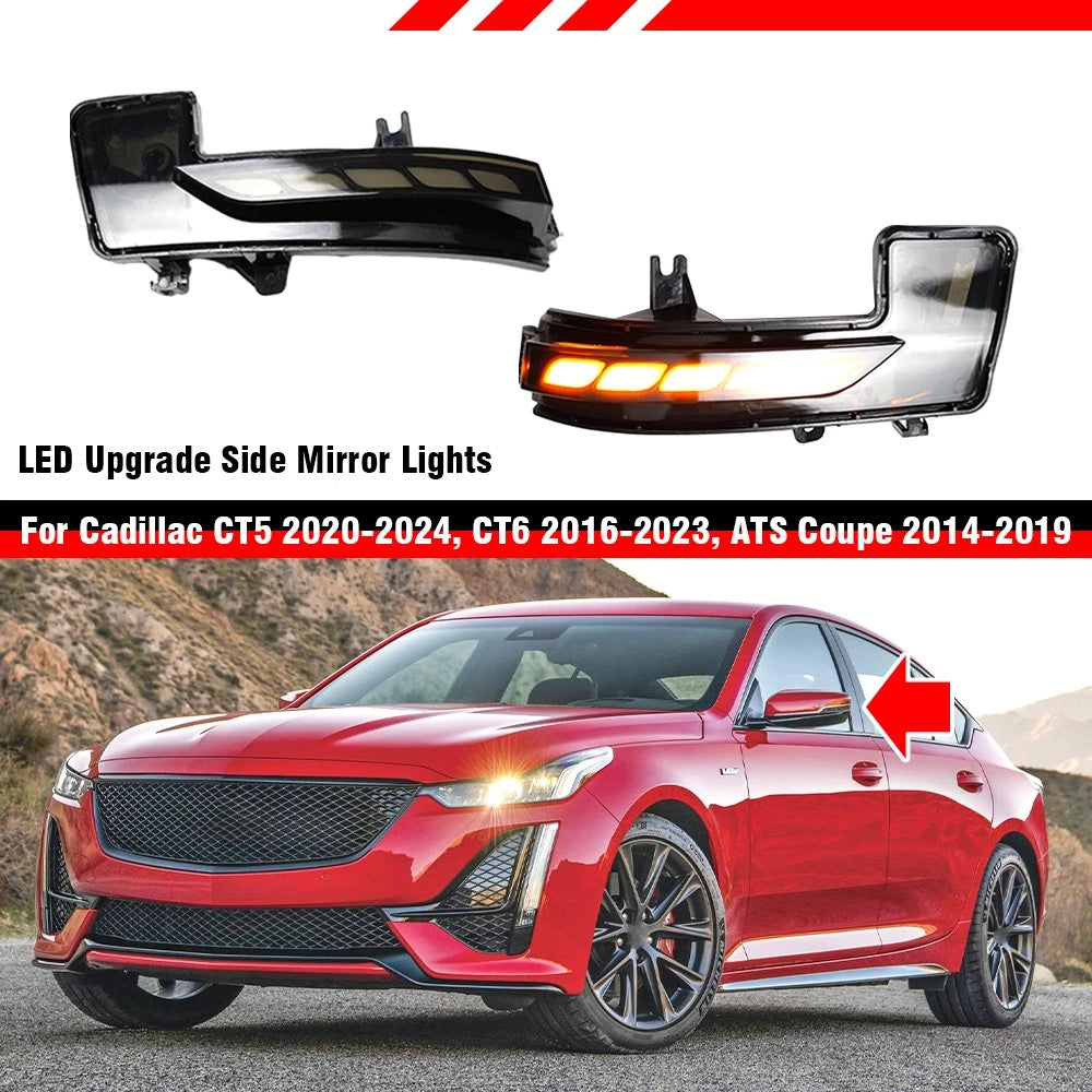 Black Dynamic LED Side/Wing Mirror Signal Lights for Cadillac CT5 CT6 ATS