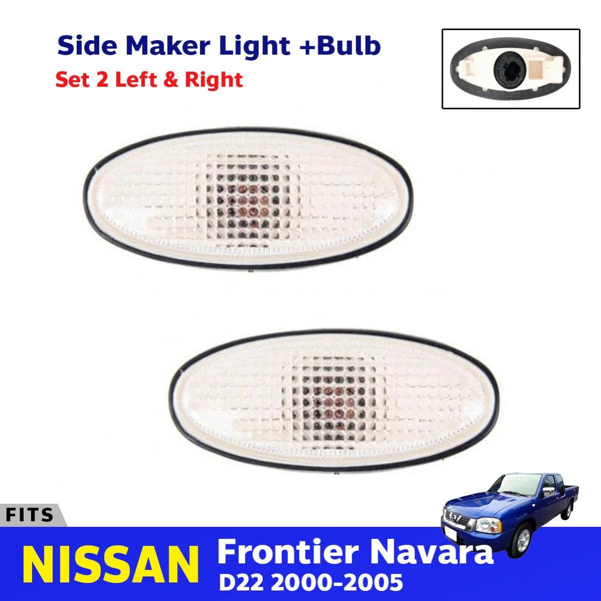 Side Marker Light Lamp Lens Oval Pair Fits Nissan Frontier D22 Truck 2000-05 D05
